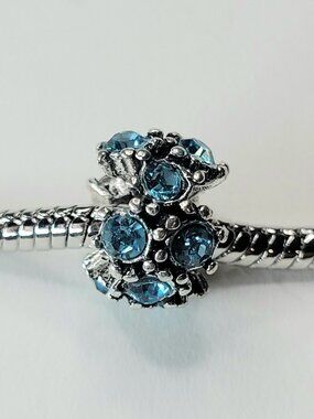New Stunning For Pandora Bracelet Charm Bead Large Blue Rhinestone Starburst